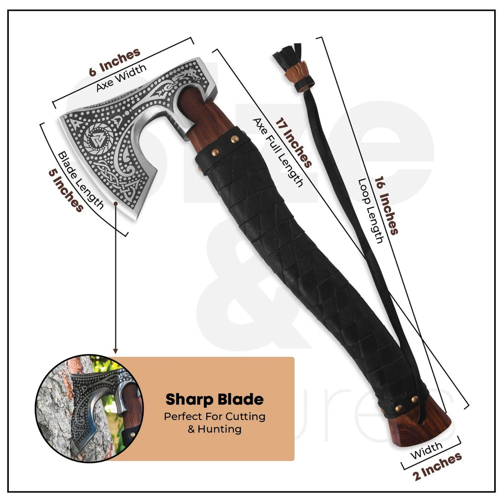 Hand-Forged Viking Style Battle Axe | 17" Decorative Axe