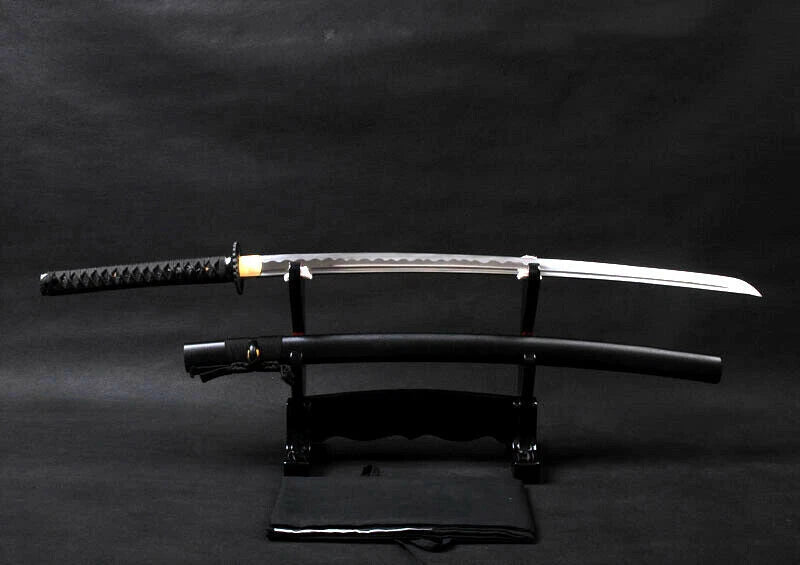All Black Katana Battle Ready T10 Japanese Samurai Razor Sharp Functional Sword
