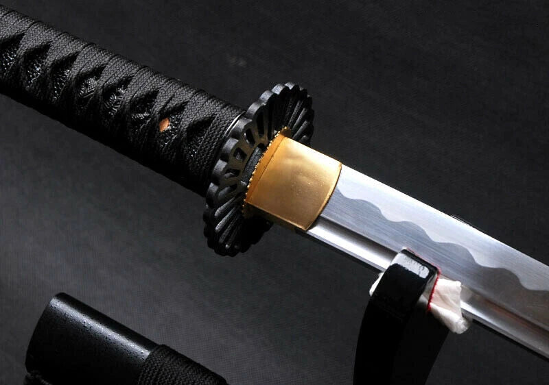 All Black Katana Battle Ready T10 Japanese Samurai Razor Sharp Functional Sword