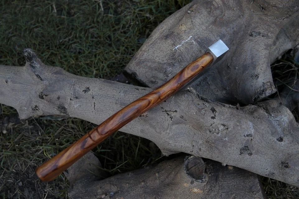 Hand-Forged Viking Battle Axe | 18" Engraved Hardwood Handle